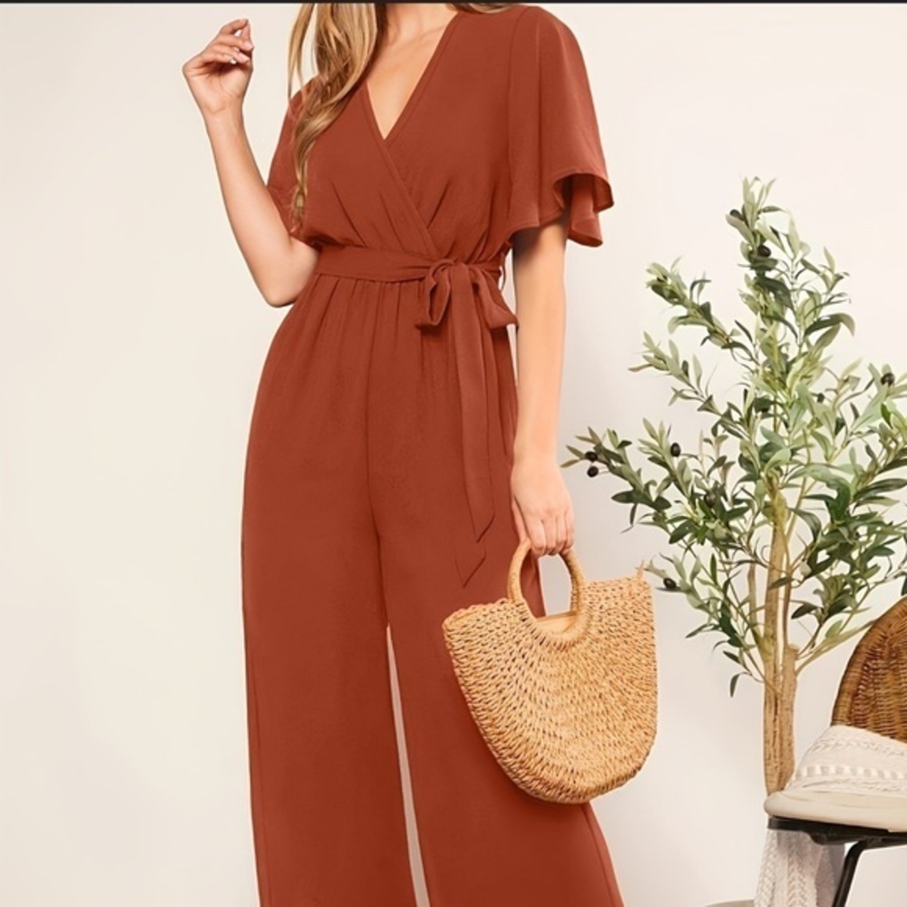 Gilli Brown Jumpsuit with Wide Leg Design Size L